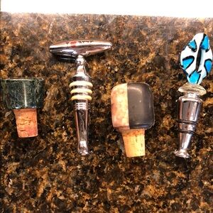 Artistic Blue and Silver Wine Stopper and 3 others